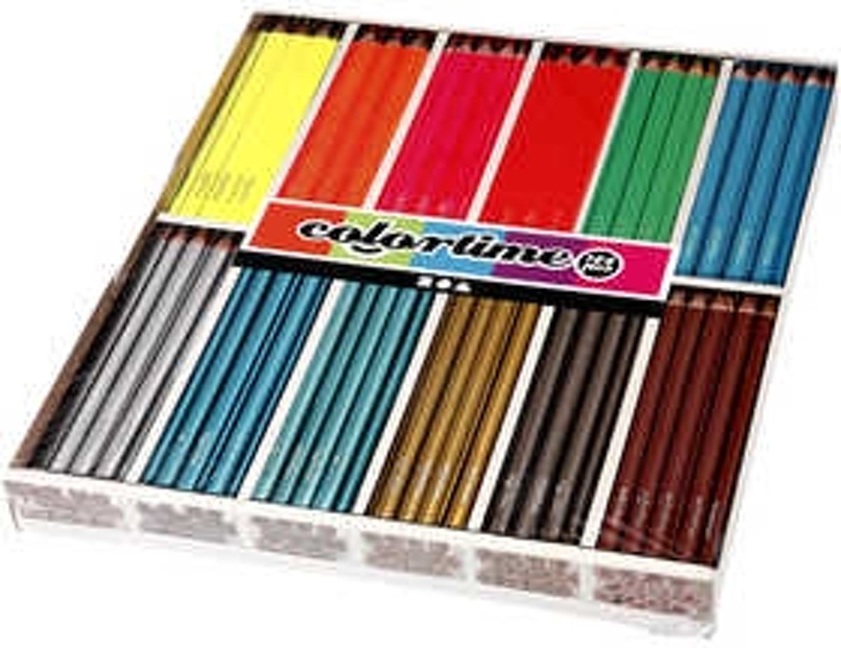 Colortime kleurpotloden, vulling: 4 mm, diverse kleuren, Neon+Metallic, 144stuks [HOB-38088]